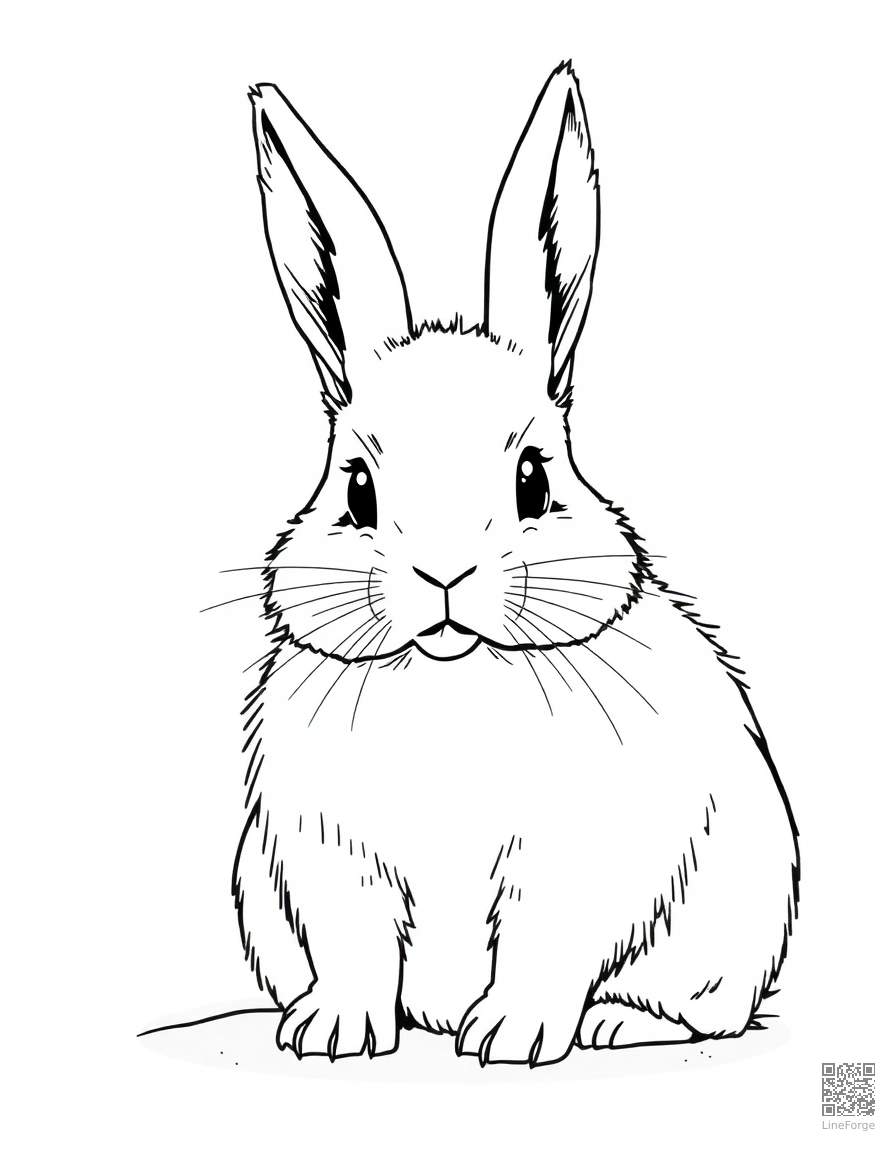 snowshoe hare in its white winter coat coloring page Manga style - free printable
