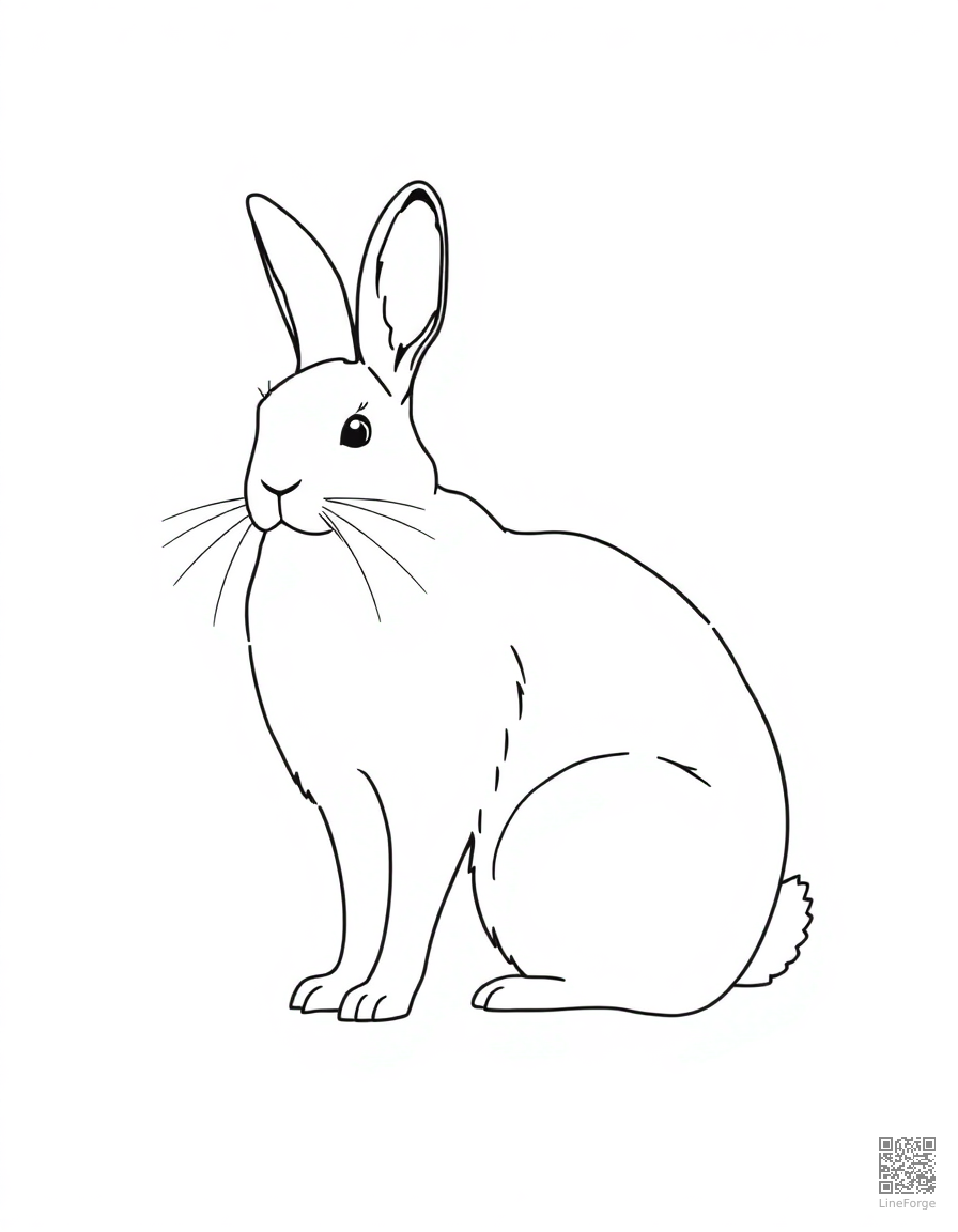 snowshoe hare in its white winter coat coloring page Minimal style - free printable