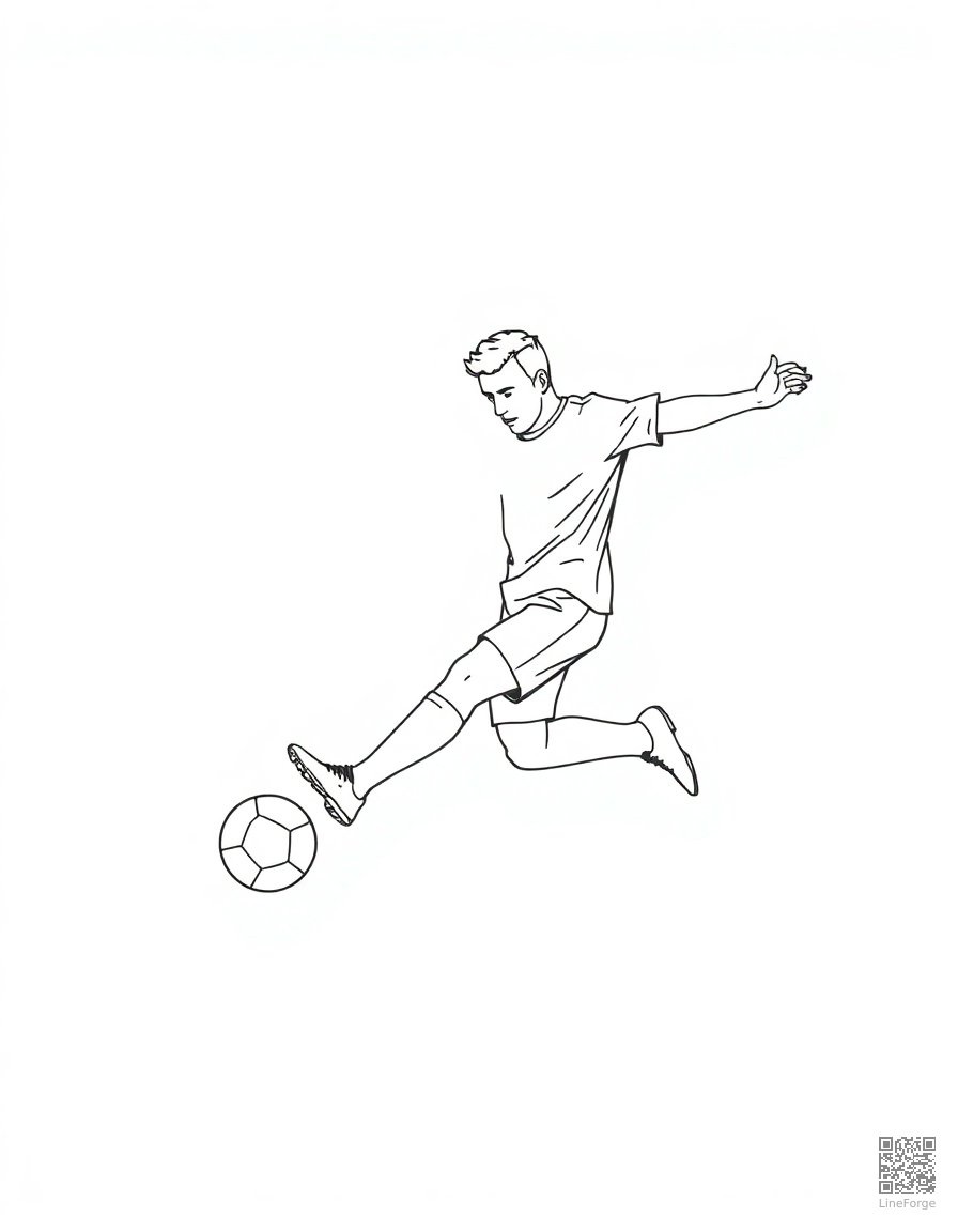 soccer player kicking a goal coloring page Minimal style - free printable