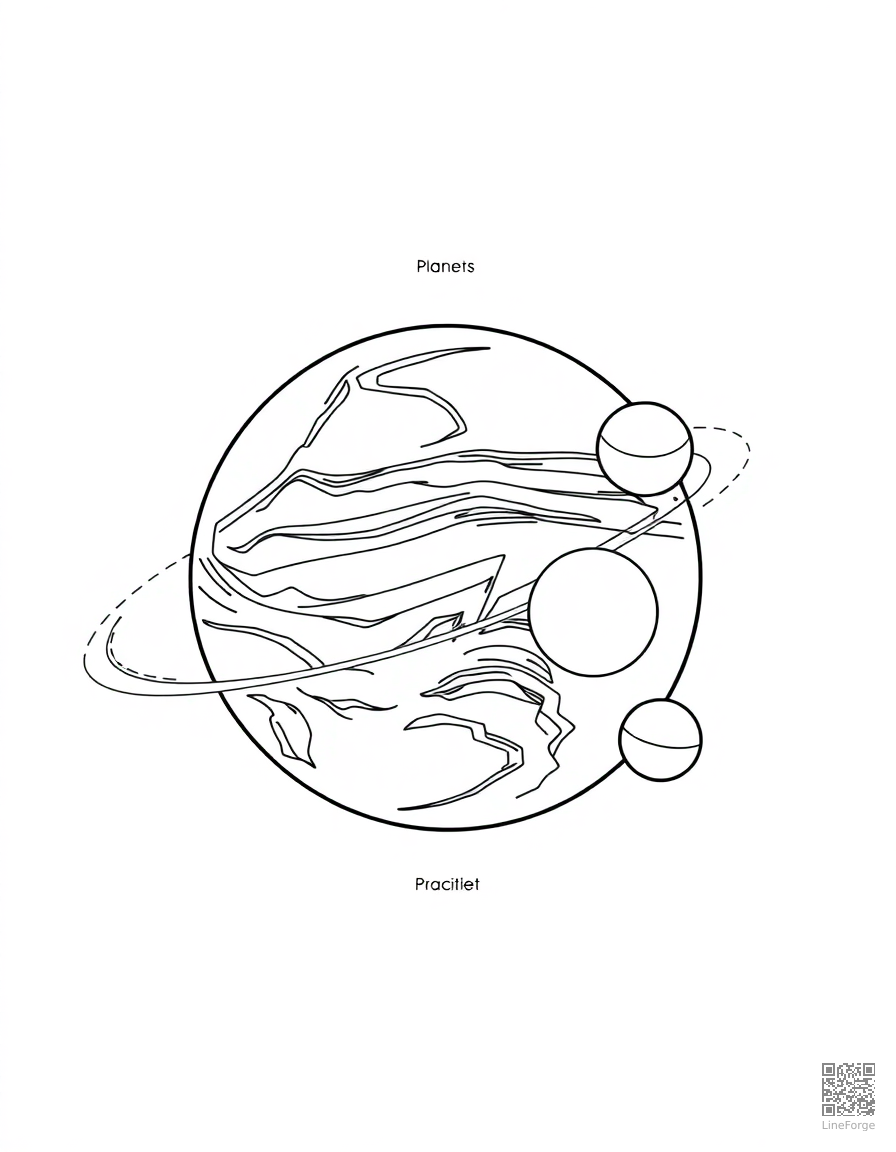 solar system diagram with labeled planets coloring page Contour style - free printable