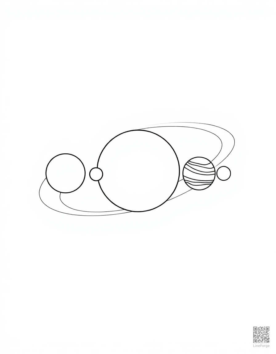 solar system with all planets in order coloring page Minimal style - free printable