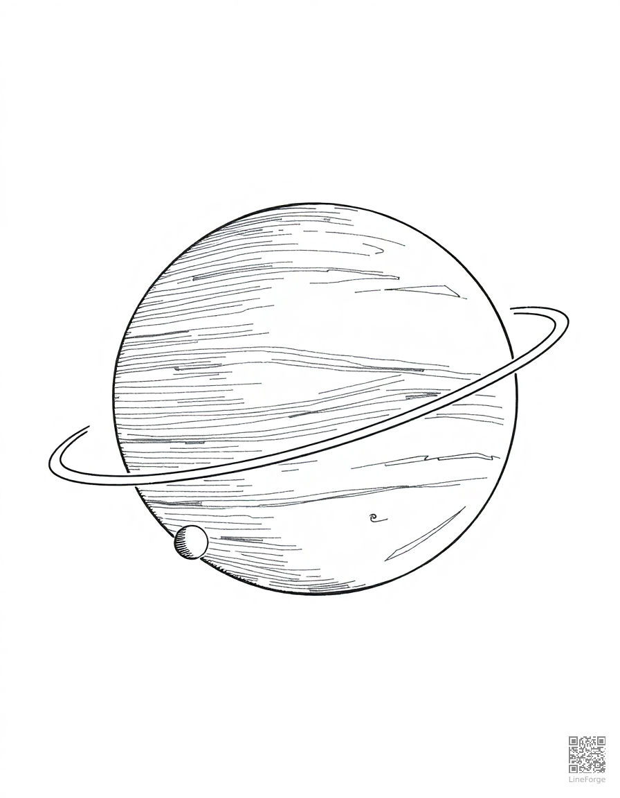 Free solar system with all planets labeled coloring page in crosshatch style — printable line art