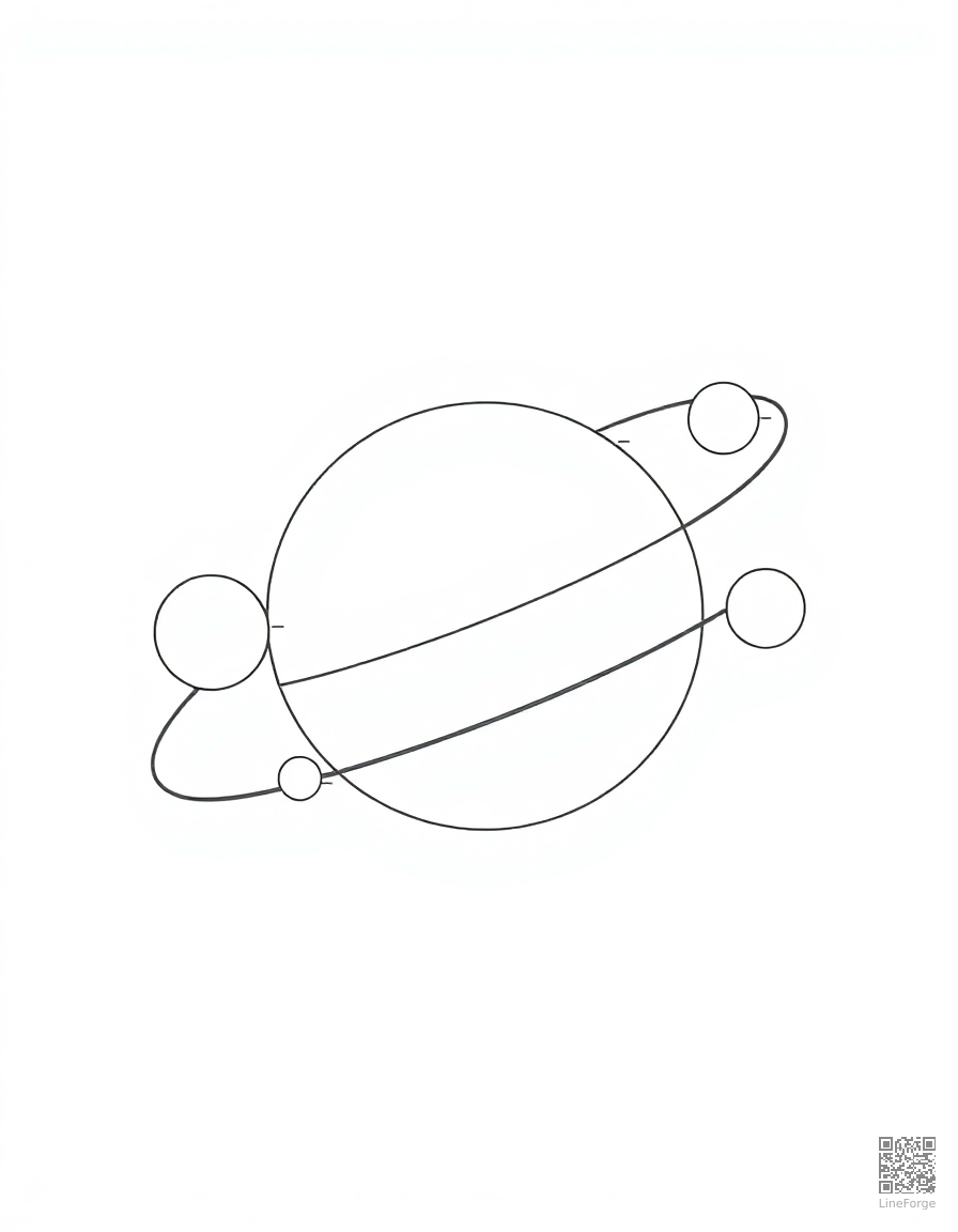 Free solar system with all planets labeled coloring page in minimal style — printable line art
