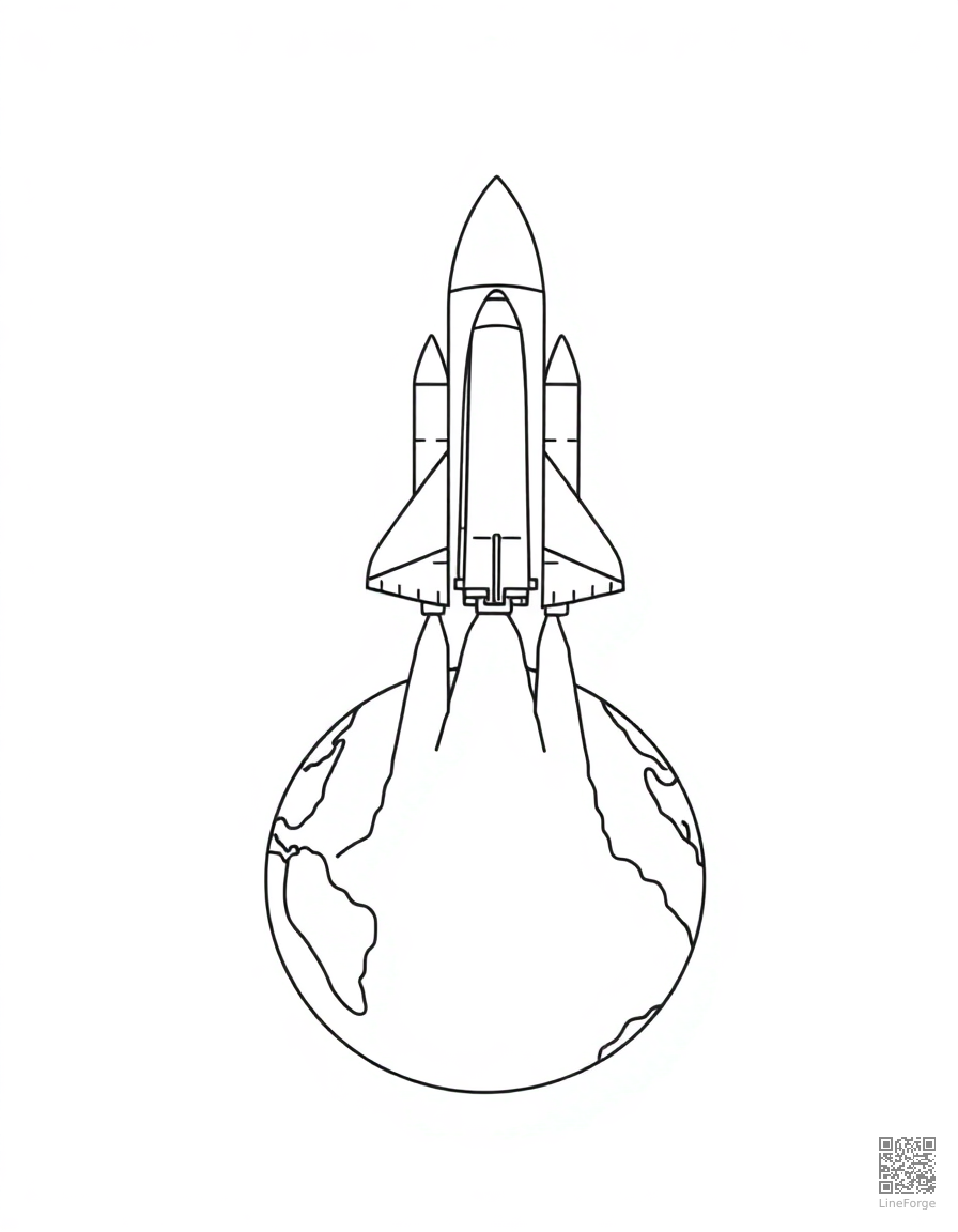 space shuttle launching from earth coloring page Minimal style free printable