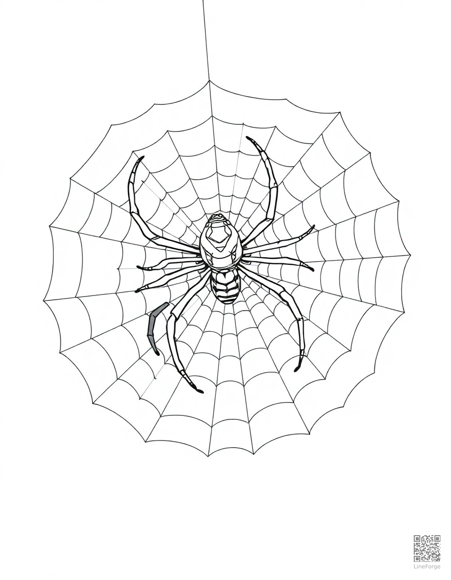 spider spinning an intricate web coloring page Contour style - free printable