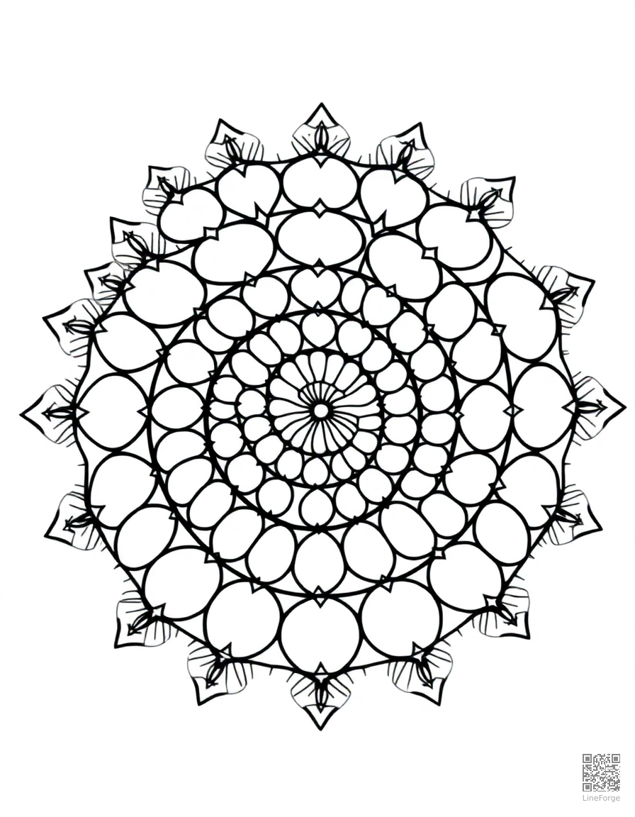 spiral mandala with nautilus shell shape coloring page Contour style - free printable