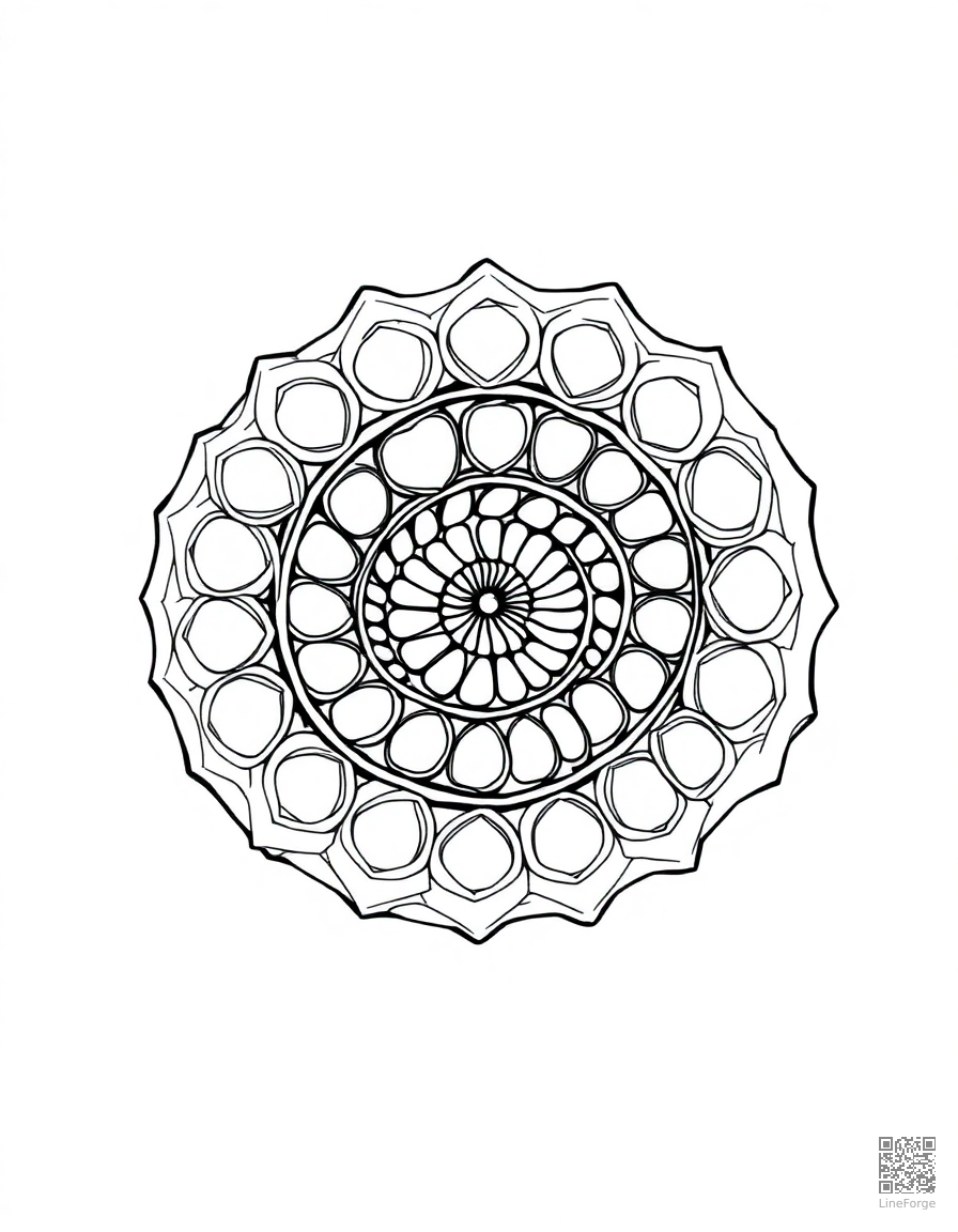spiral mandala with nautilus shell shape coloring page Manga style - free printable