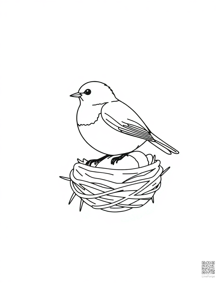 spring robin building a nest coloring page Minimal style - free printable