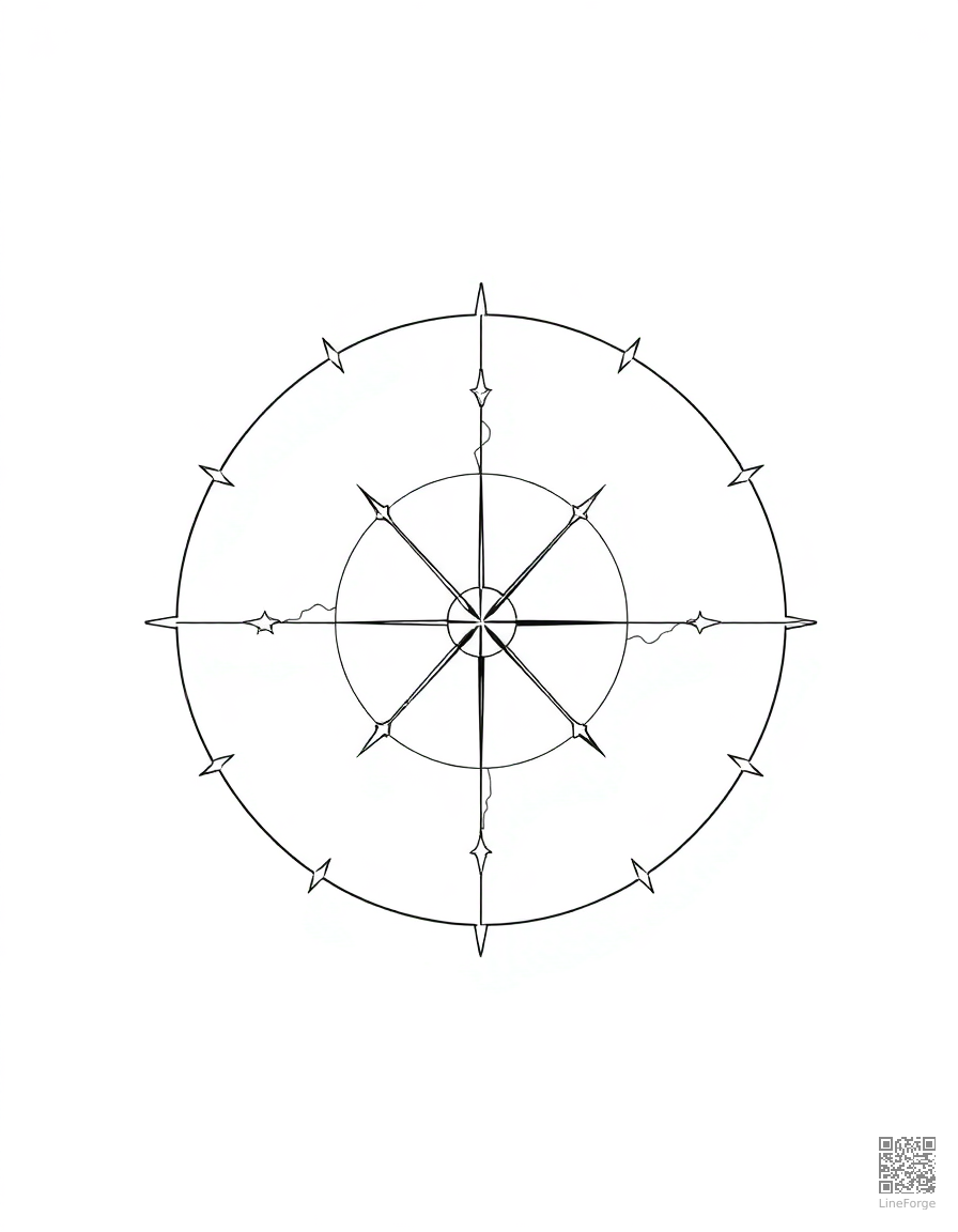 star map for navigation coloring page Minimal style - free printable