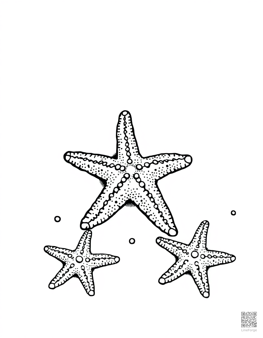 starfish on a sandy ocean floor coloring page Stipple style free printable
