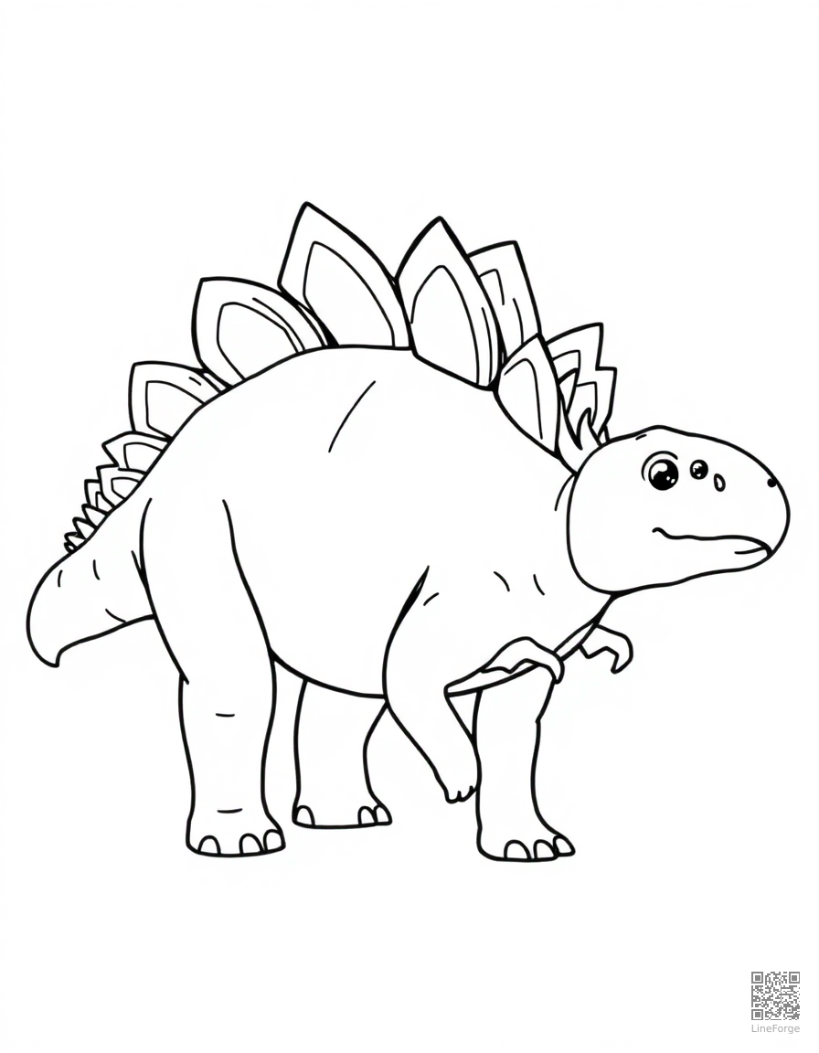 Stegosaurus with plates on its back coloring page Contour style - free printable