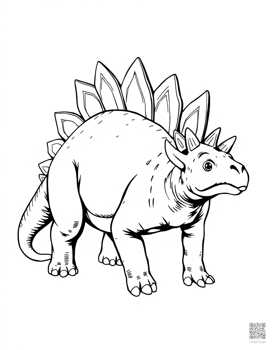 Stegosaurus with plates on its back coloring page Manga style - free printable