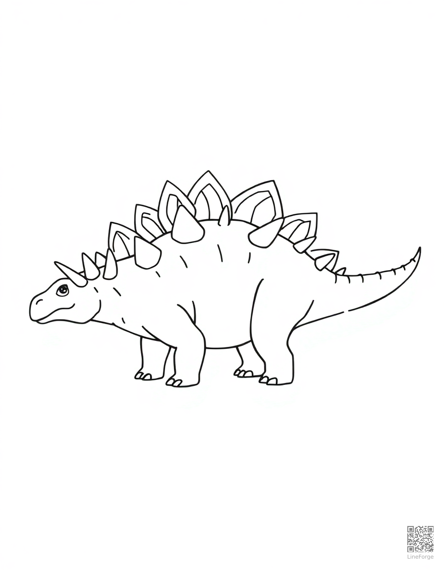 Stegosaurus with plates on its back coloring page Minimal style - free printable