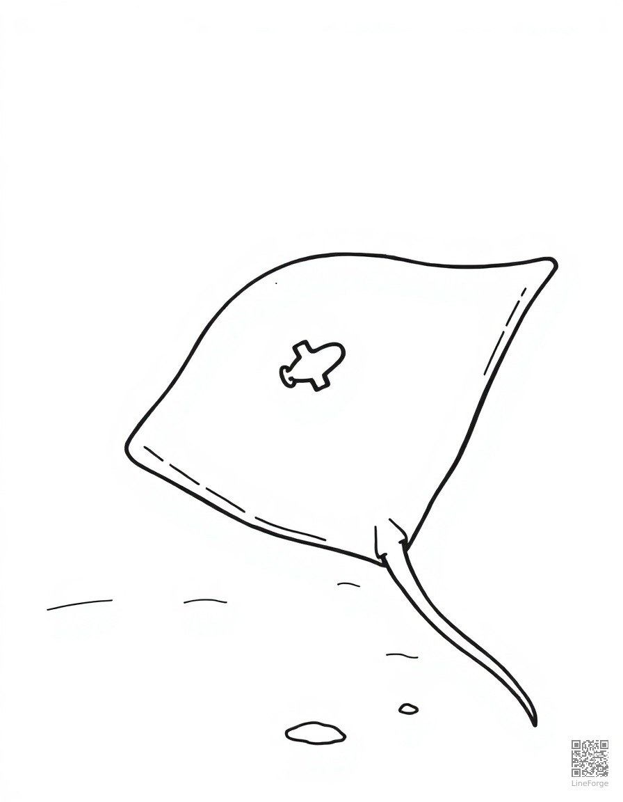 stingray gliding over a sandy bottom coloring page Contour style - free printable