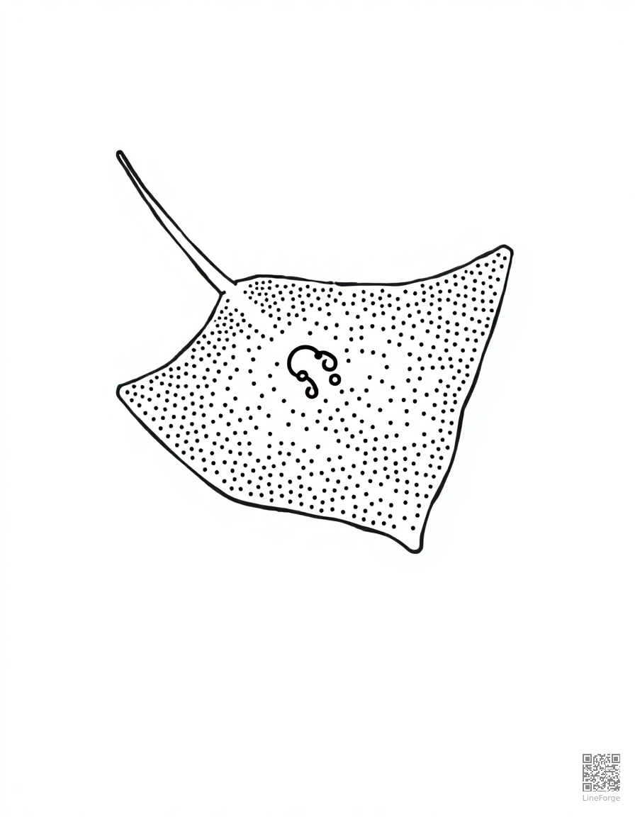 stingray gliding over a sandy bottom coloring page Stipple style - free printable