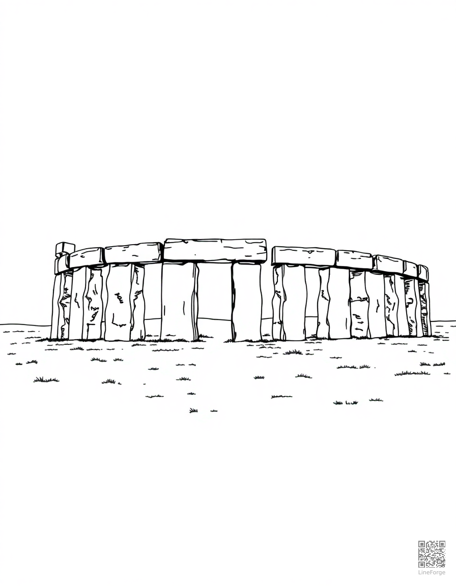 stonehenge at sunset coloring page Manga style - free printable