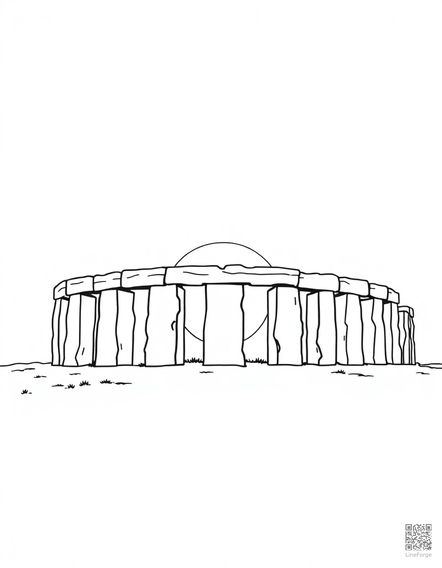 stonehenge at sunset coloring page Minimal style - free printable