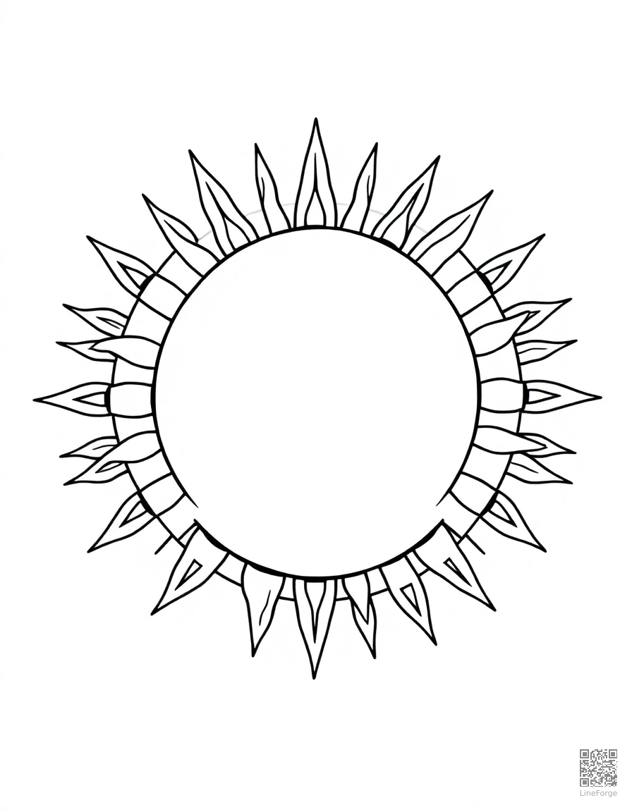 sun and moon mandala yin yang design coloring page Minimal style - free printable