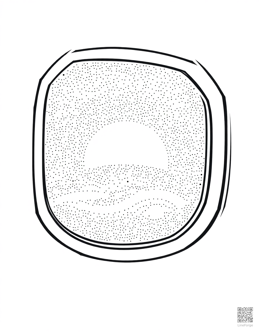 sunrise seen from space station window coloring page Stipple style free printable