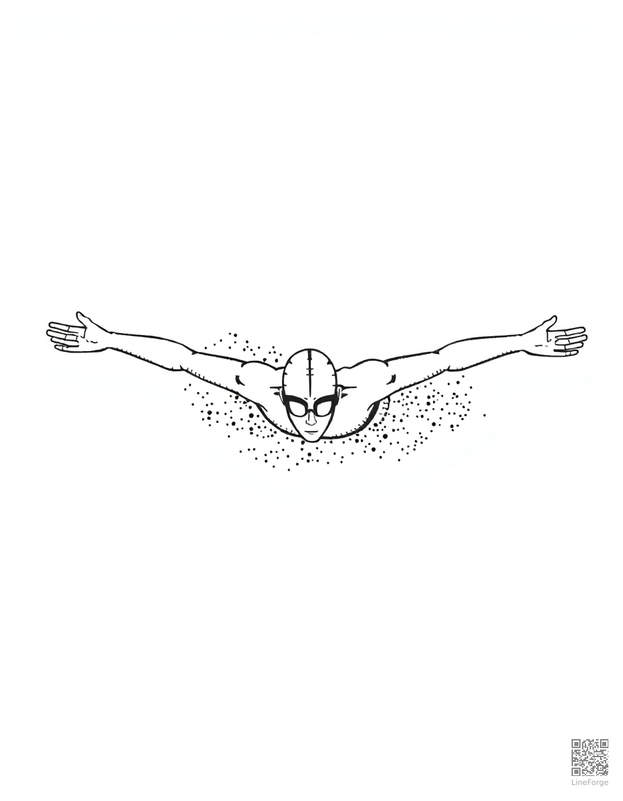 swimmer doing butterfly stroke coloring page Stipple style - free printable