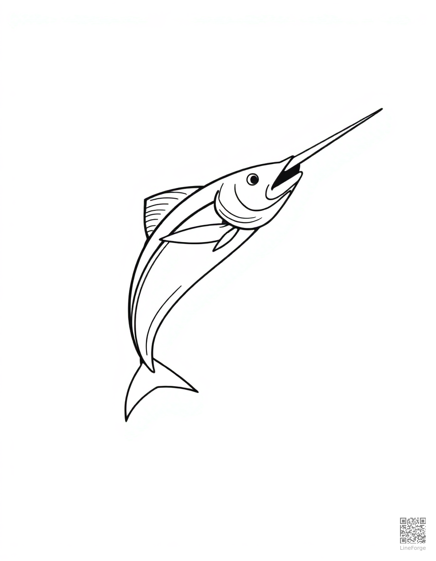 swordfish leaping from the waves coloring page Minimal style - free printable