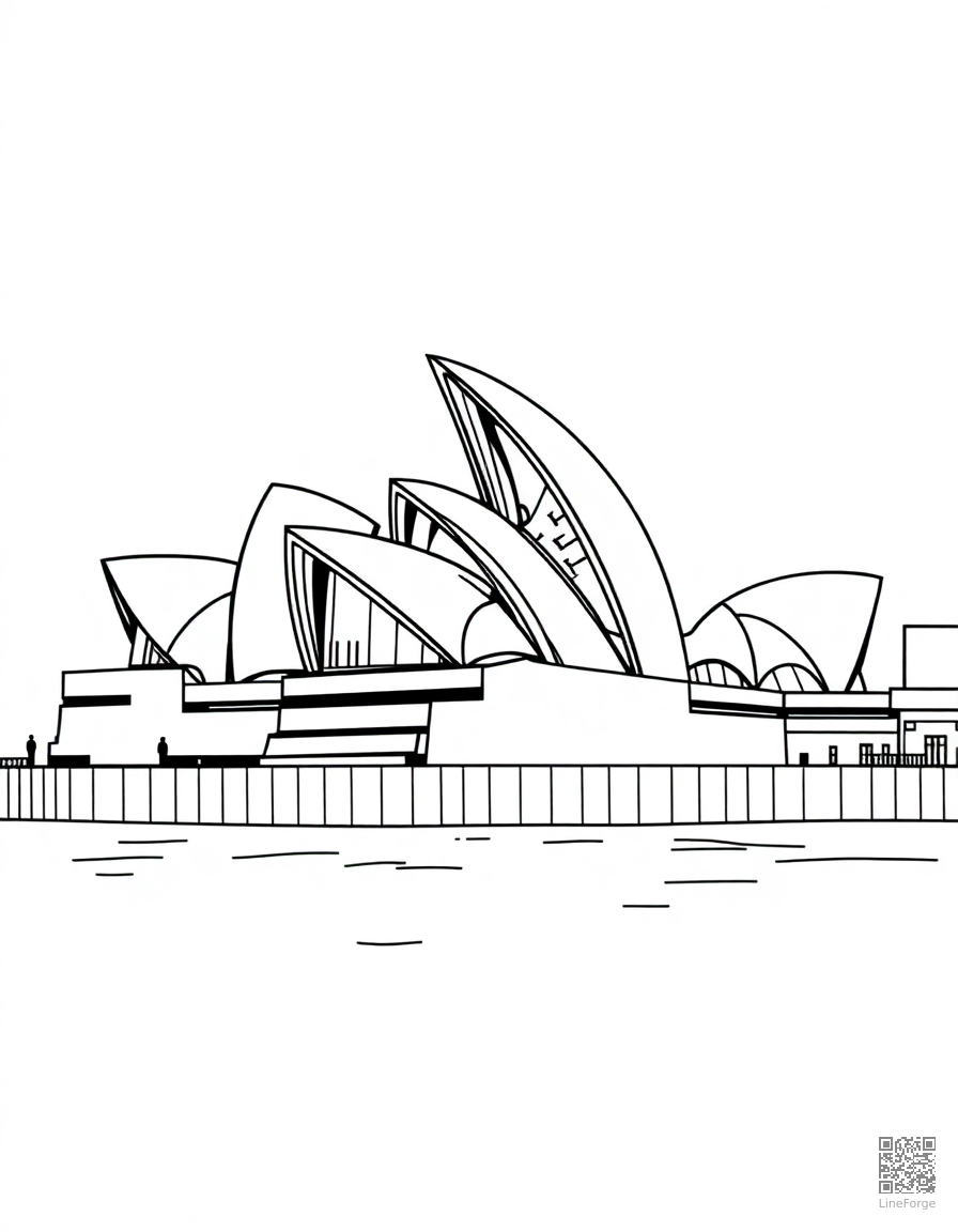 sydney opera house by the harbor coloring page Manga style - free printable