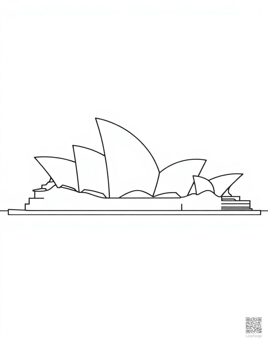sydney opera house by the harbor coloring page Minimal style - free printable