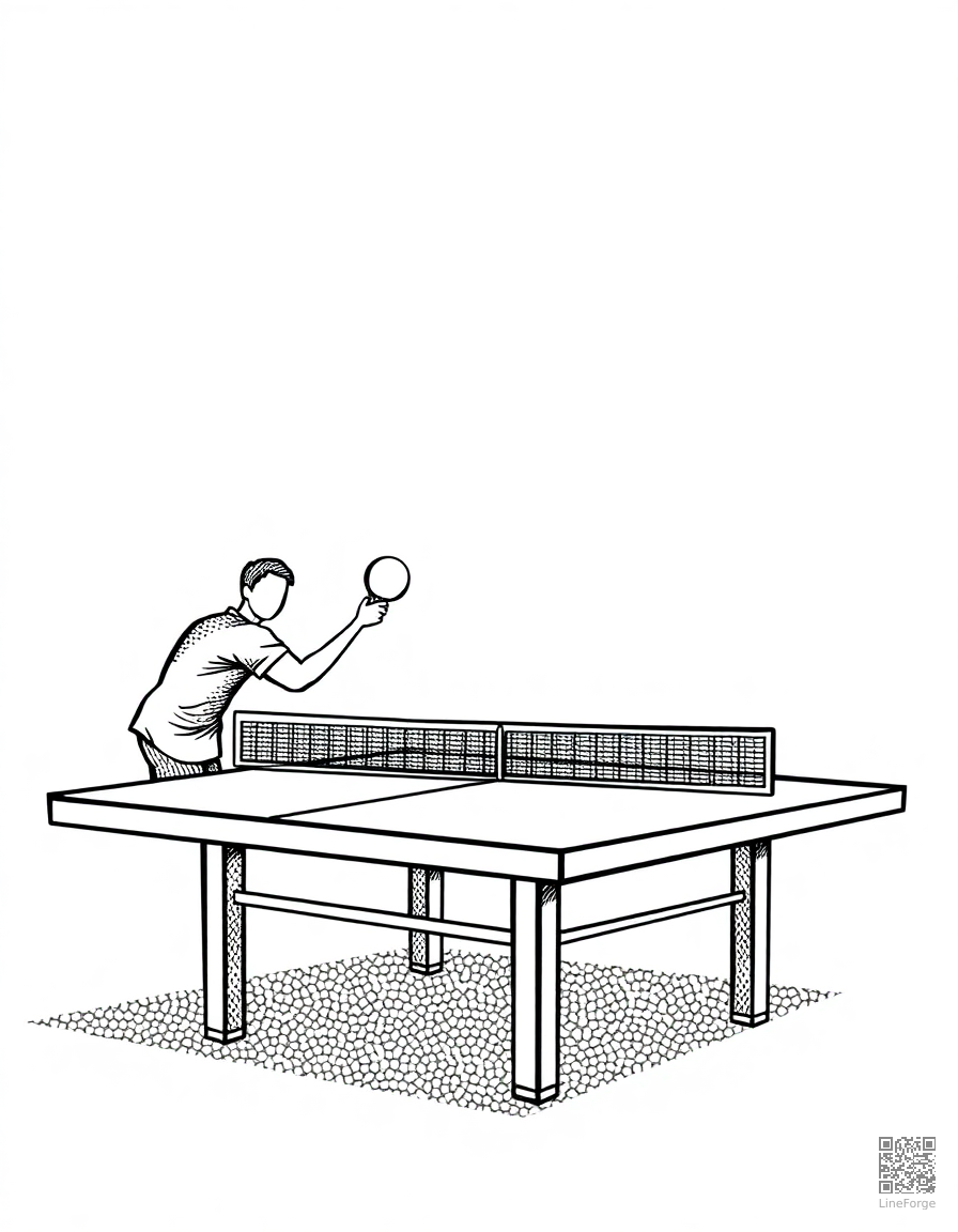 table tennis rally in action coloring page Stipple style - free printable
