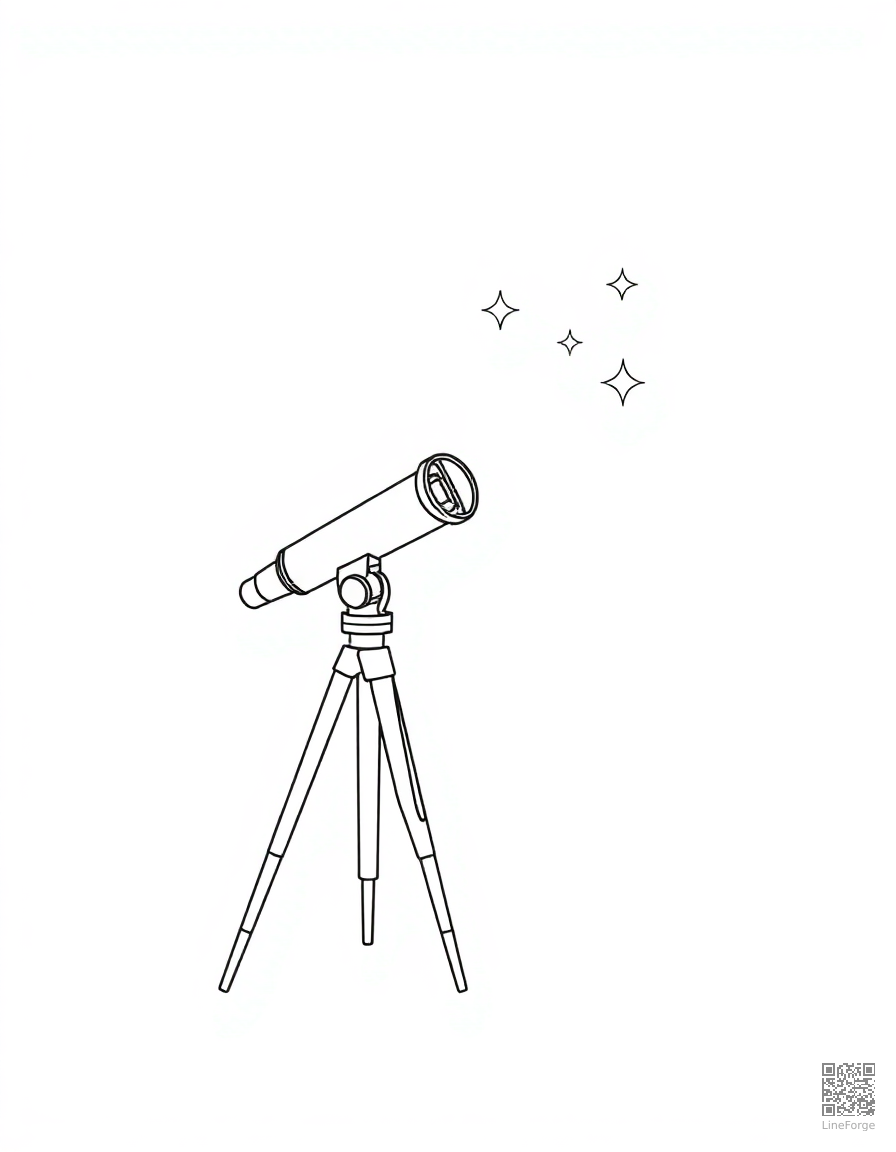 telescope pointed at the stars coloring page Minimal style - free printable