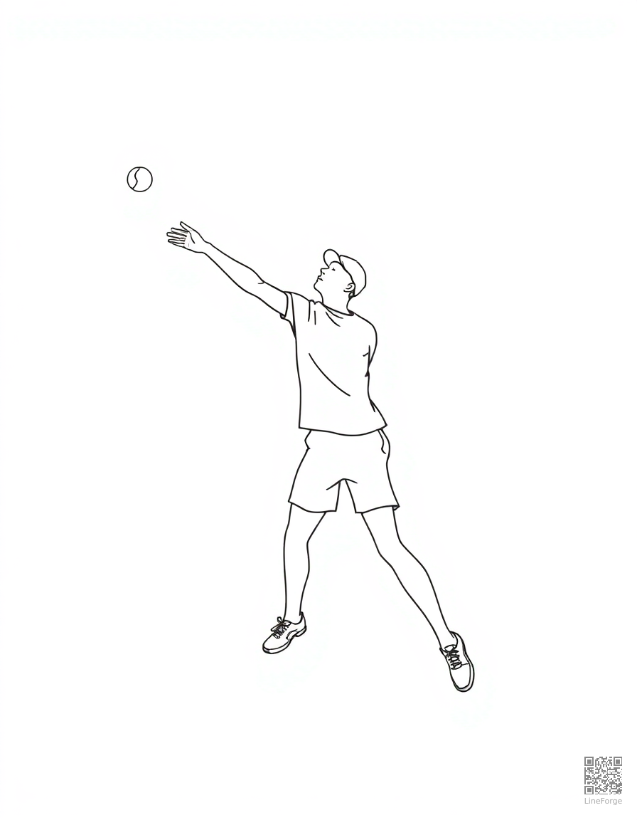 tennis player serving the ball coloring page Minimal style - free printable