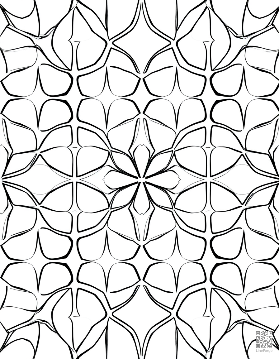 tessellation pattern with interlocking shapes coloring page Contour style - free printable