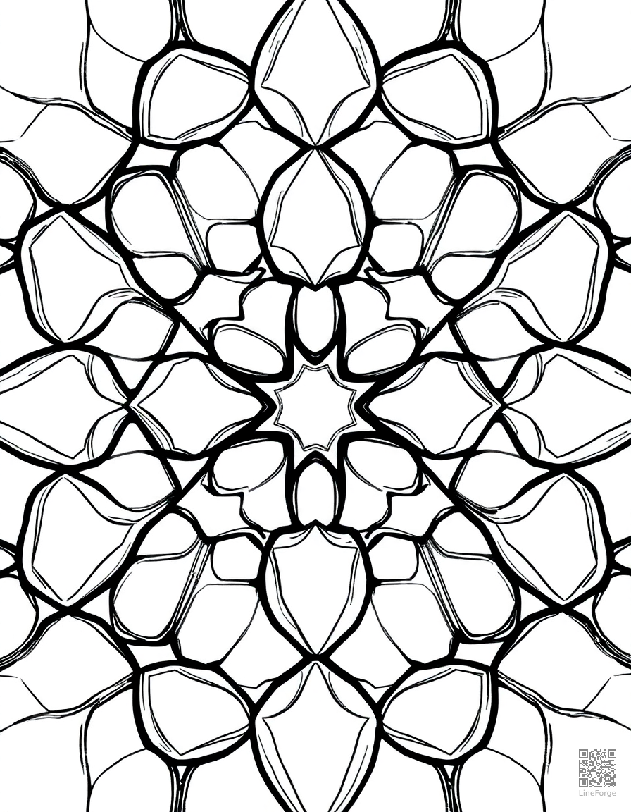 tessellation pattern with interlocking shapes coloring page Manga style - free printable
