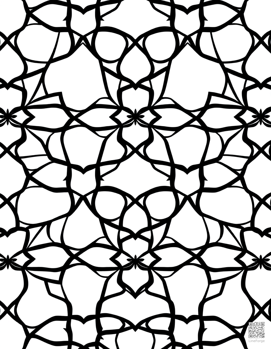 tessellation pattern with interlocking shapes coloring page Minimal style - free printable