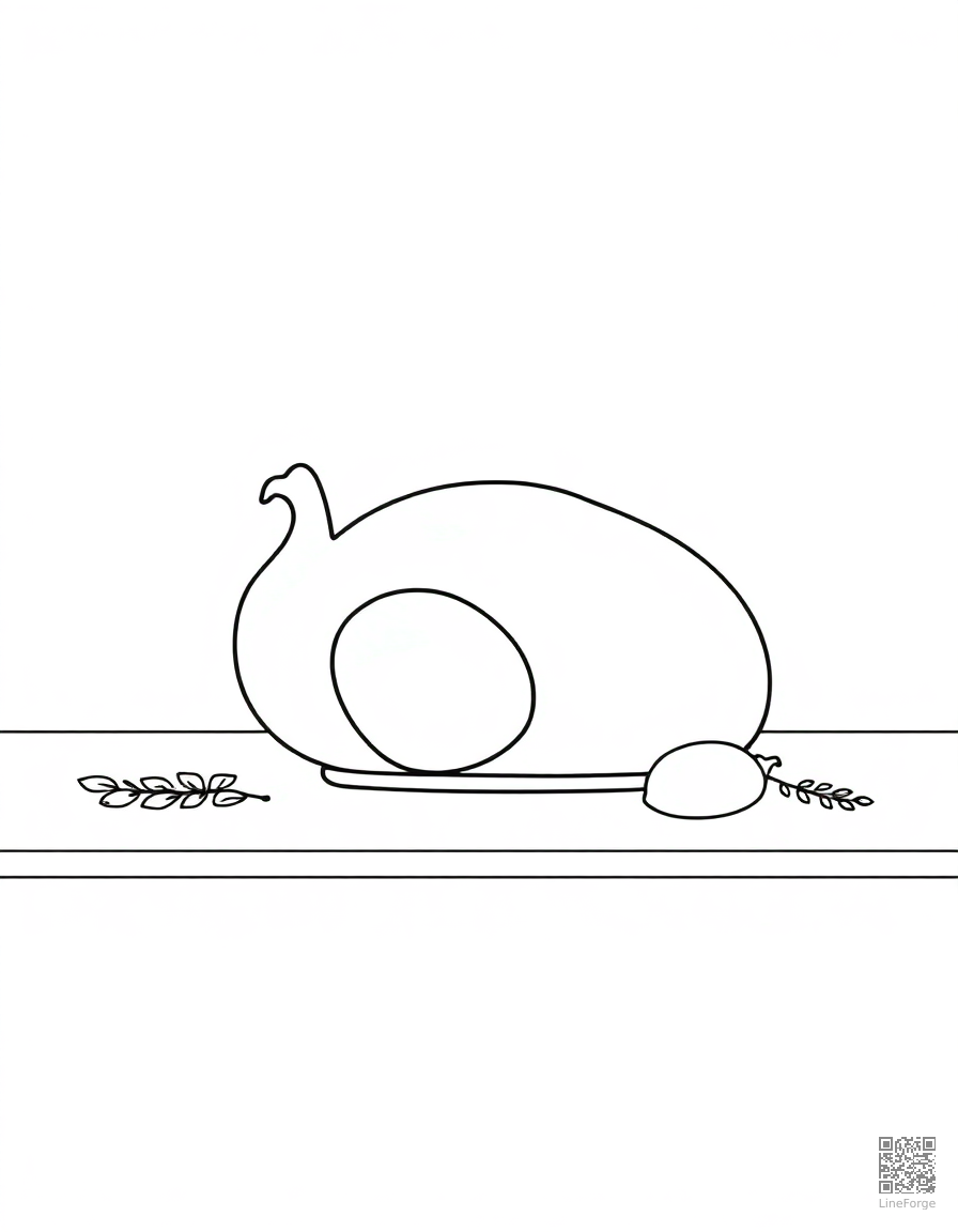 thanksgiving turkey dinner on a table coloring page Minimal style - free printable