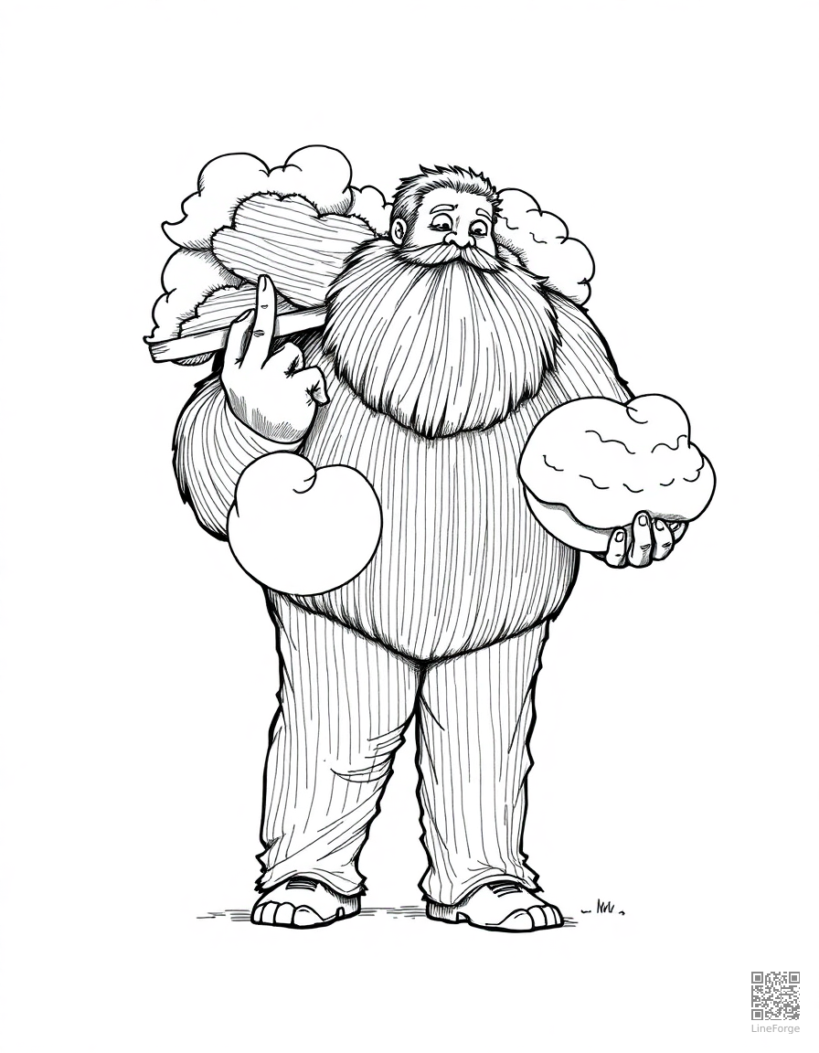 the big friendly giant carrying dreams coloring page Crosshatch style - free printable