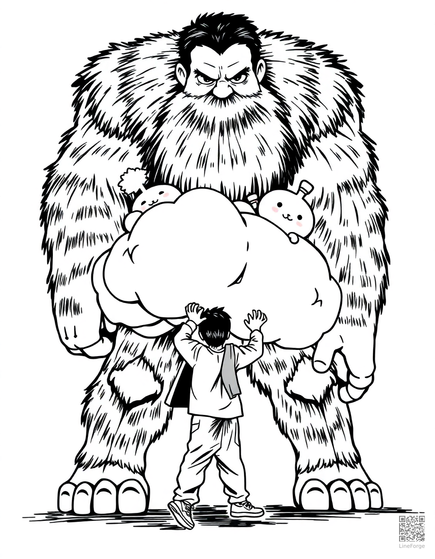 the big friendly giant carrying dreams coloring page Manga style - free printable