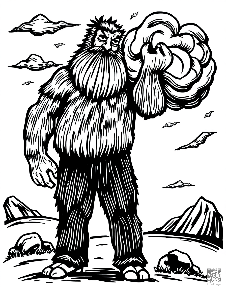 the big friendly giant carrying dreams coloring page Woodcut style - free printable