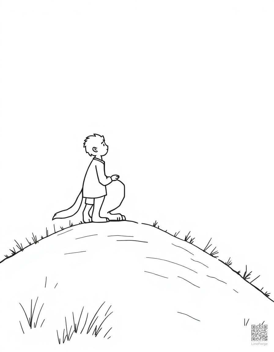 the boy who cried wolf on a hillside coloring page Minimal style - free printable
