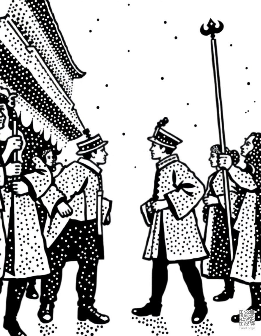 the emperors new clothes parade coloring page Stipple style free printable