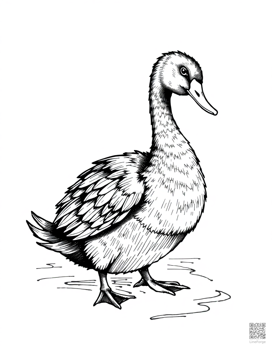 the ugly duckling becoming a swan coloring page Crosshatch style - free printable