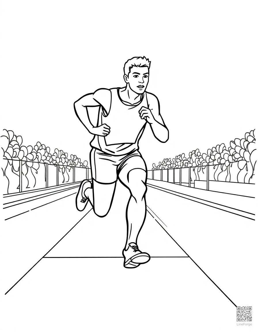 track runner crossing the finish line coloring page Contour style - free printable