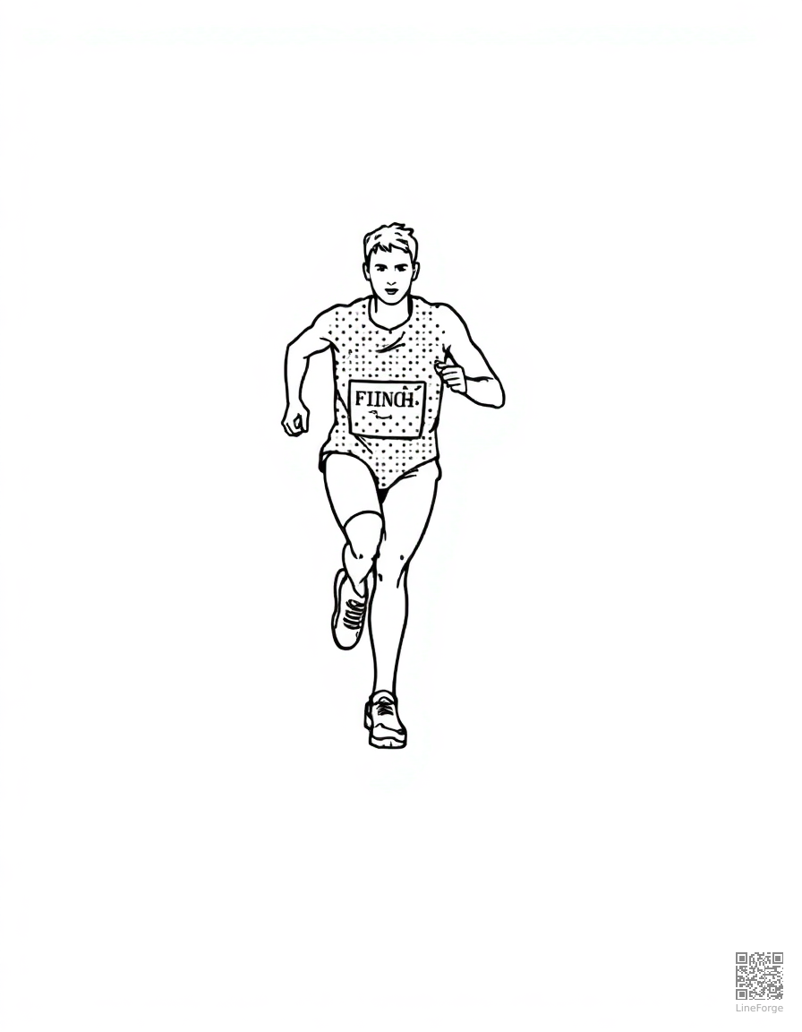 track runner crossing the finish line coloring page Stipple style - free printable