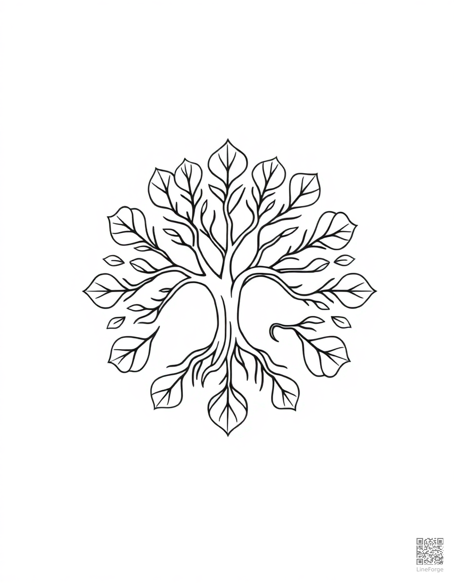 tree of life mandala design coloring page Minimal style - free printable