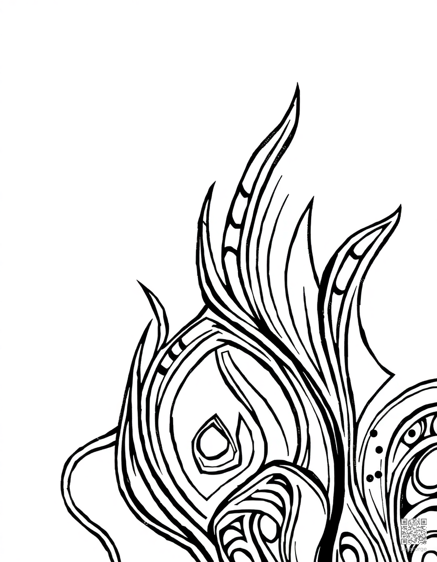tribal pattern with bold geometric lines coloring page Manga style - free printable