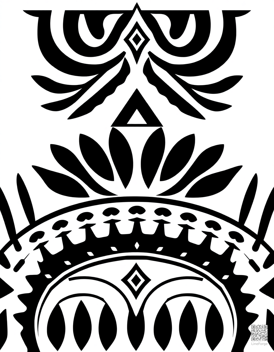 tribal pattern with bold geometric lines coloring page Minimal style - free printable