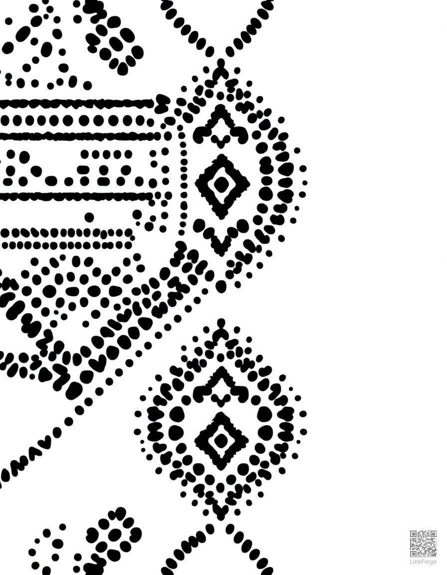 tribal pattern with bold geometric lines coloring page Stipple style - free printable