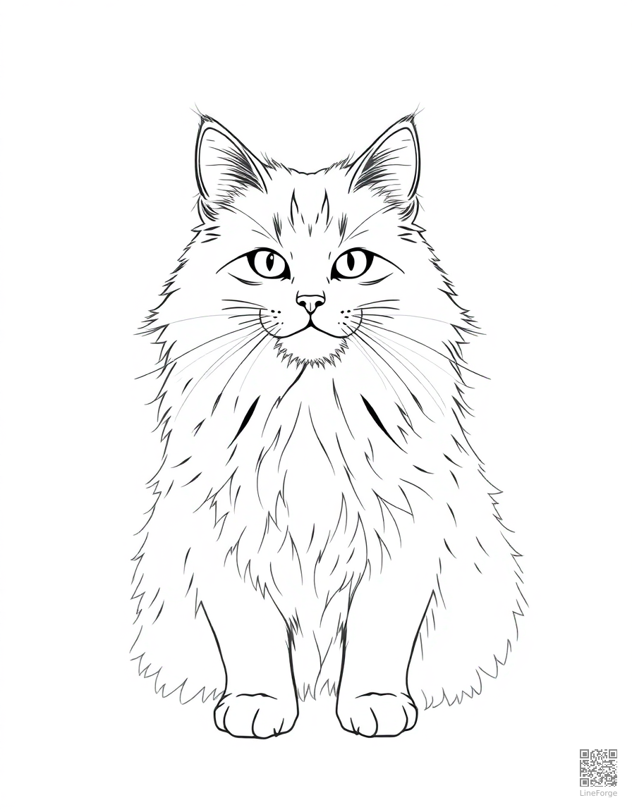 turkish angora cat with flowing white fur coloring page Minimal style - free printable