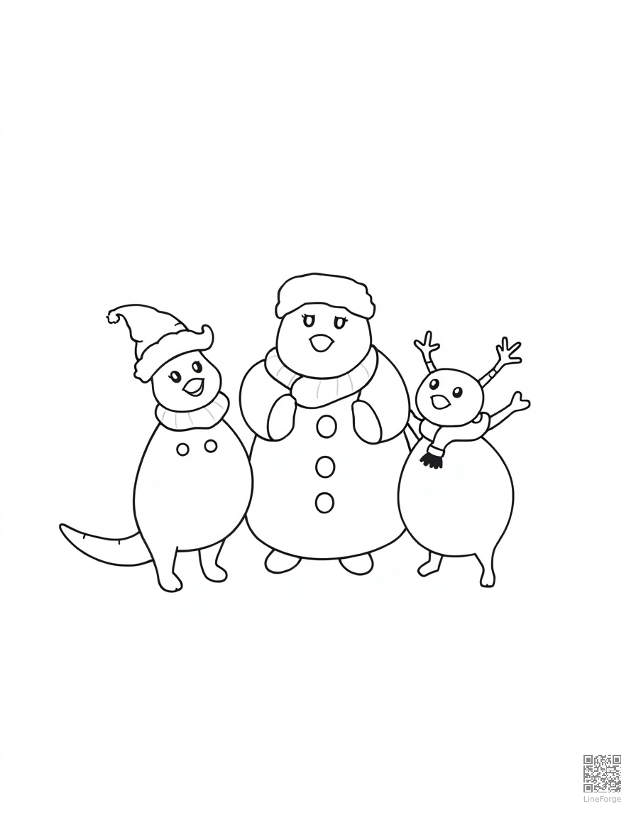 twelve days of christmas illustration coloring page Contour style - free printable