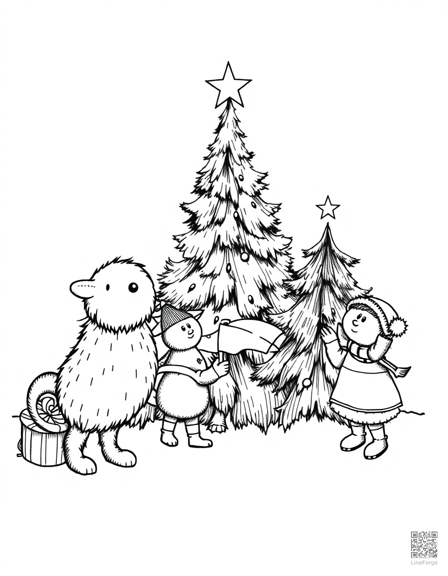 twelve days of christmas illustration coloring page Crosshatch style - free printable
