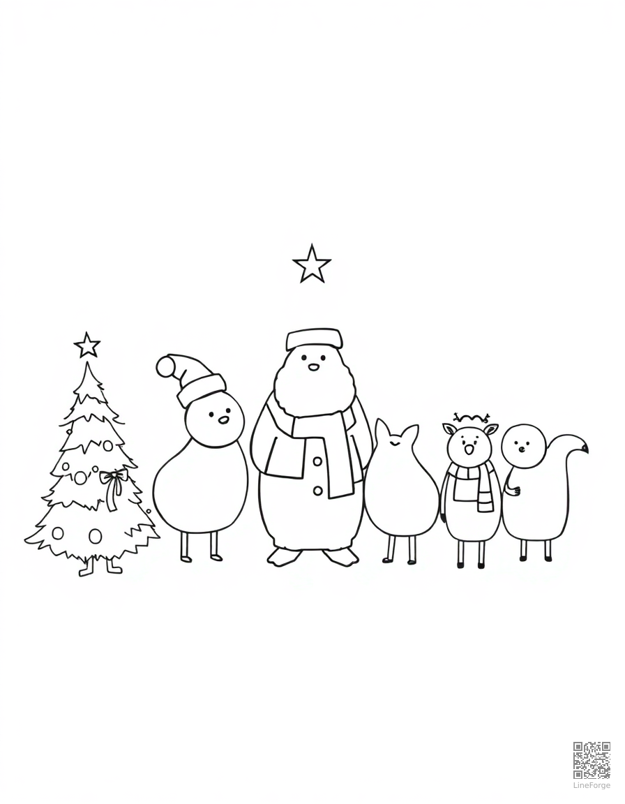 twelve days of christmas illustration coloring page Minimal style - free printable